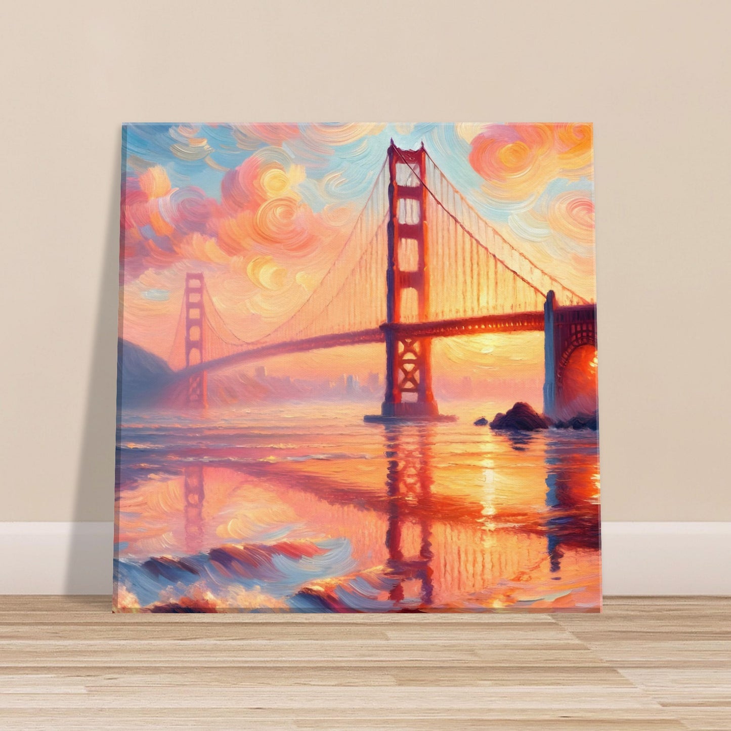 Sunset over the Golden Gate - Impressionist Canvas Print