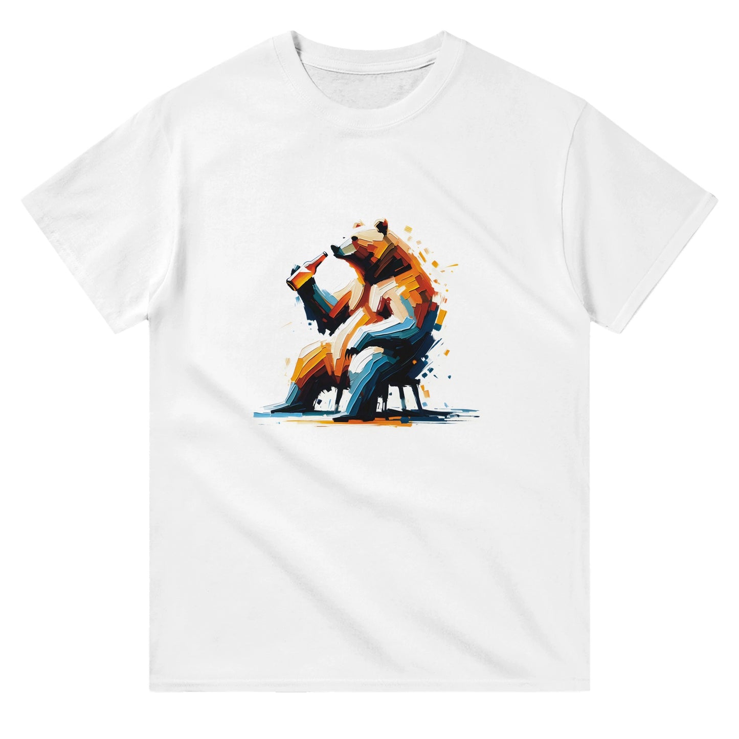 Bear Brew Artistic Unisex White T-Shirt Abstract Expressionism