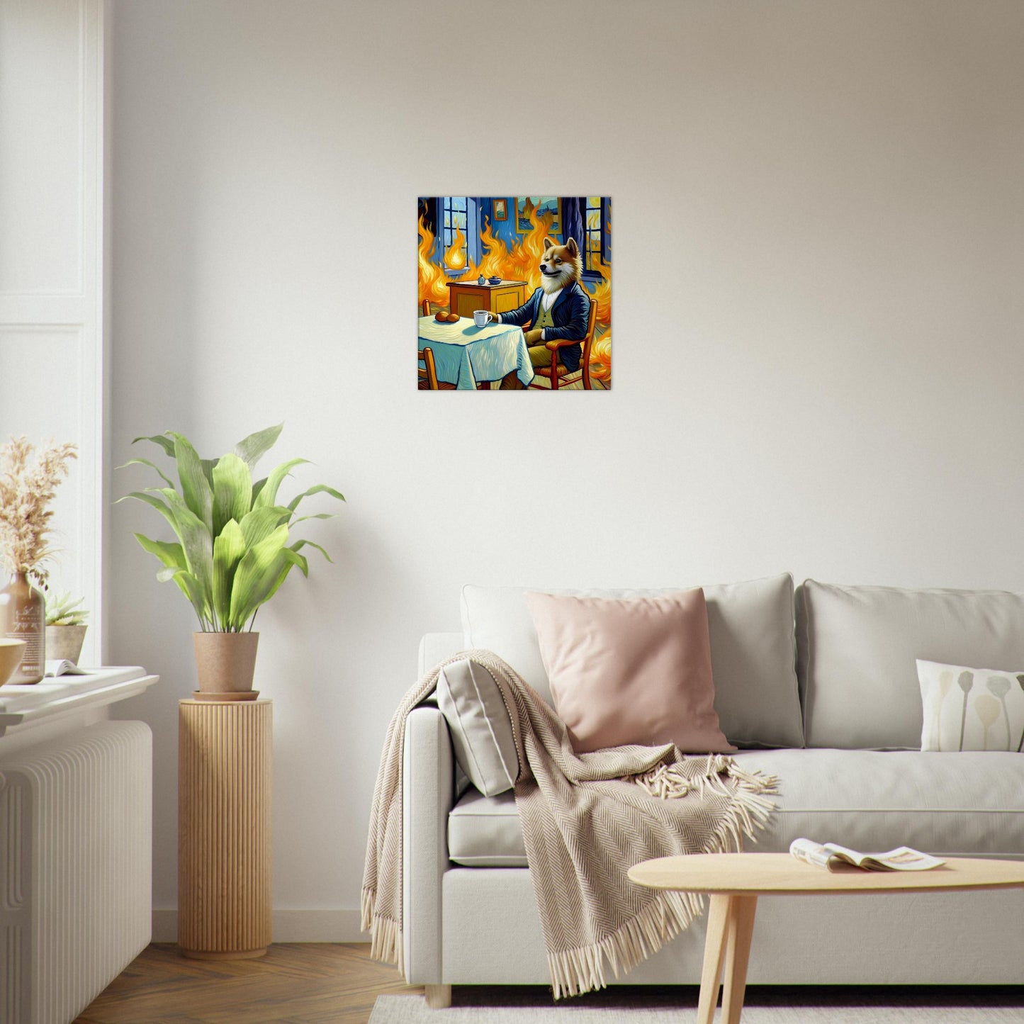 Van Gogh Inspired 'This is Fine' Meme Oil Painting Canvas Print