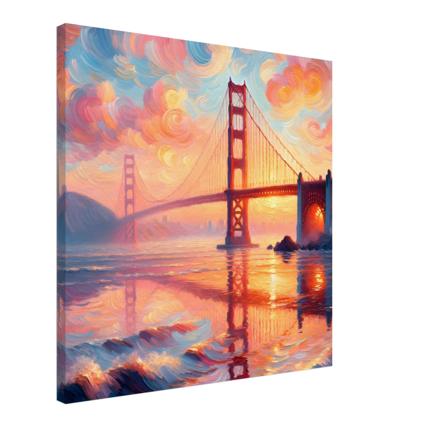 Sunset over the Golden Gate - Impressionist Canvas Print