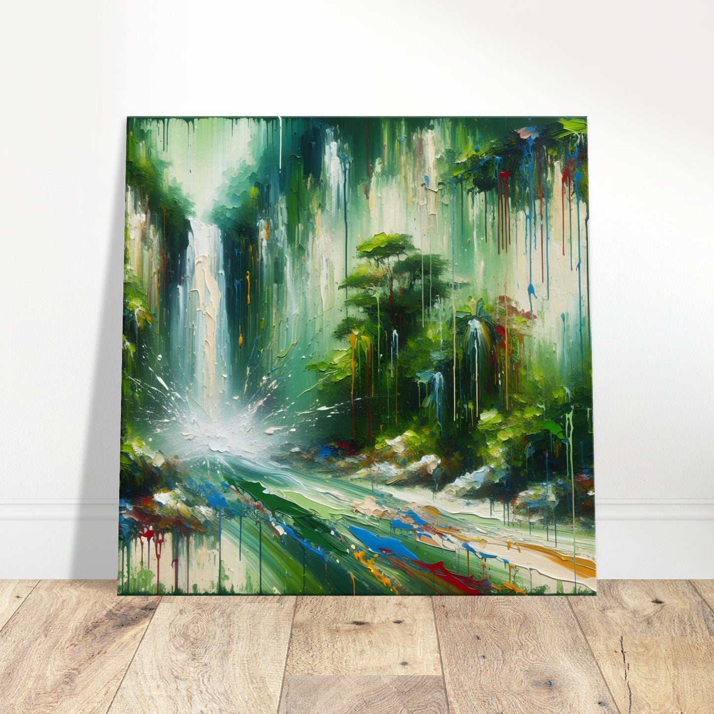 Rainforest Waterfall Oil Painting Canvas Print