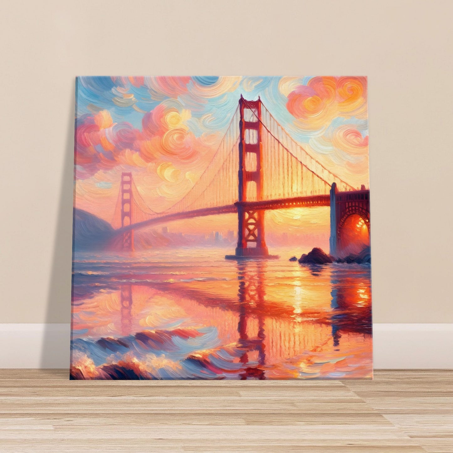 Sunset over the Golden Gate - Impressionist Canvas Print