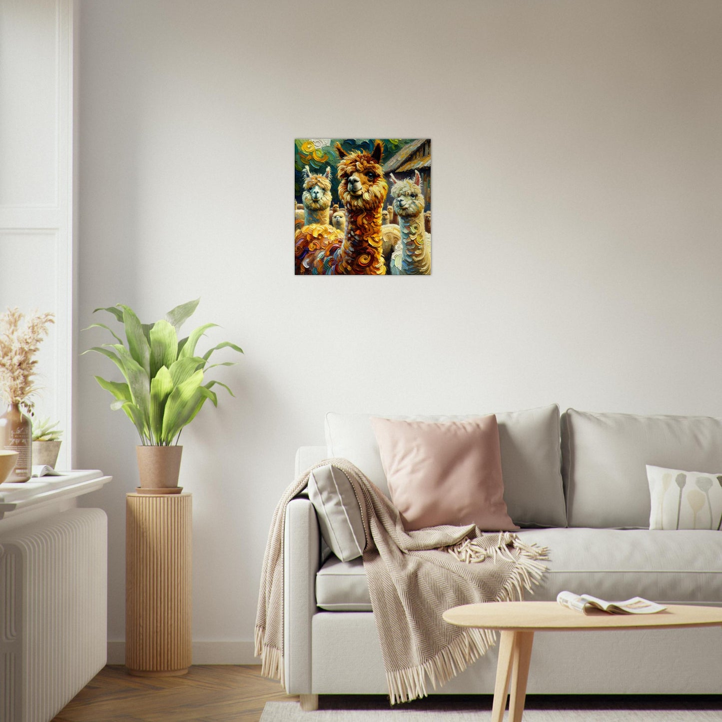 Alpaca Trio in Van Gogh's Swirls Canvas Print