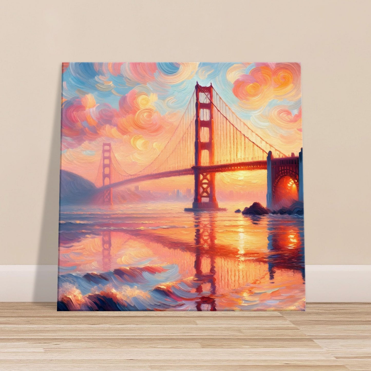 Sunset over the Golden Gate - Impressionist Canvas Print