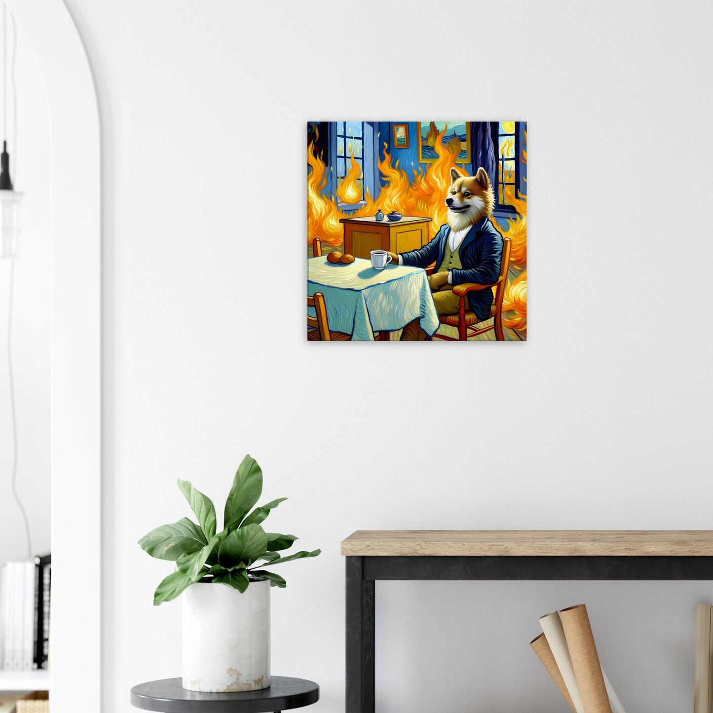 Van Gogh Inspired 'This is Fine' Meme Oil Painting Canvas Print