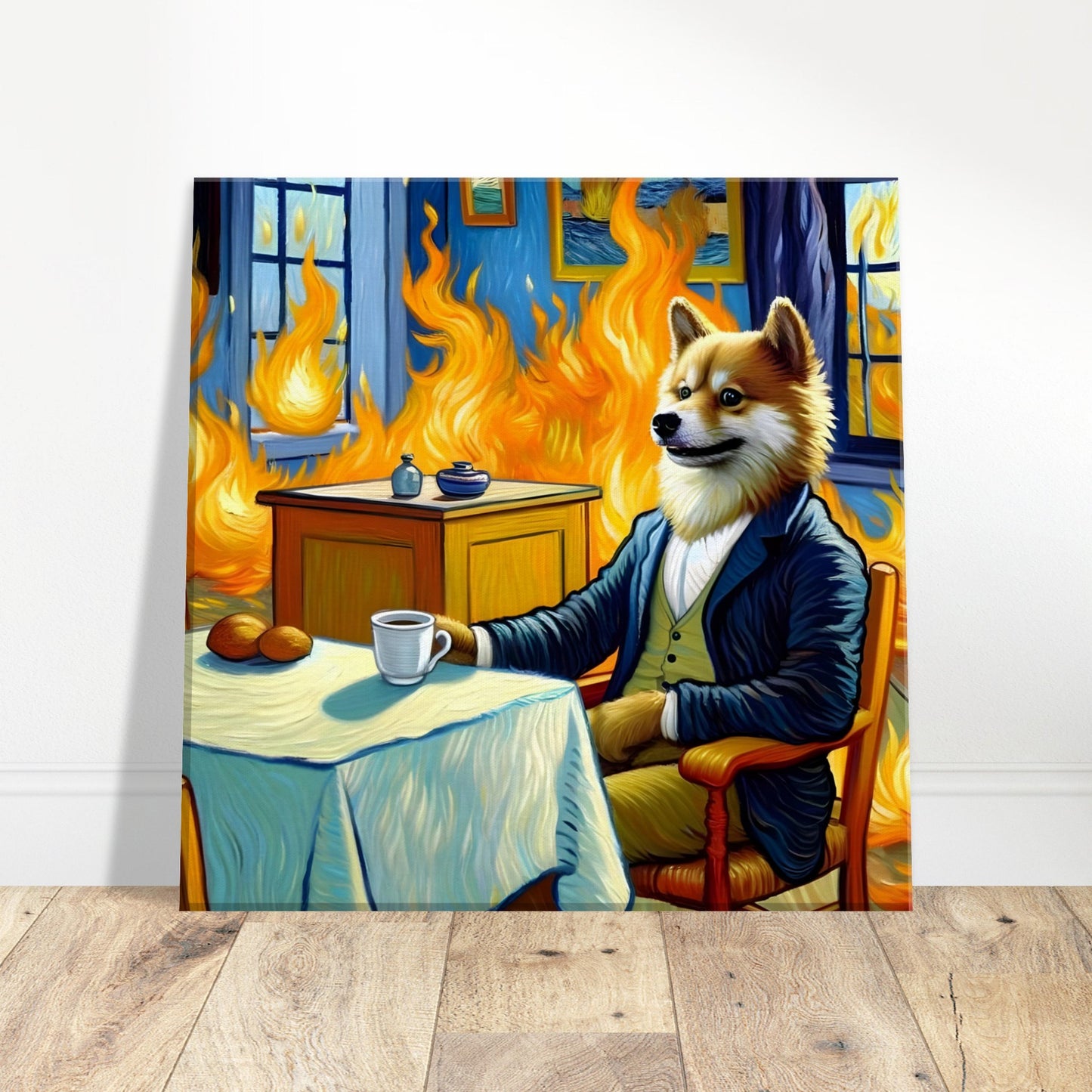 Van Gogh Inspired 'This is Fine' Meme Oil Painting Canvas Print