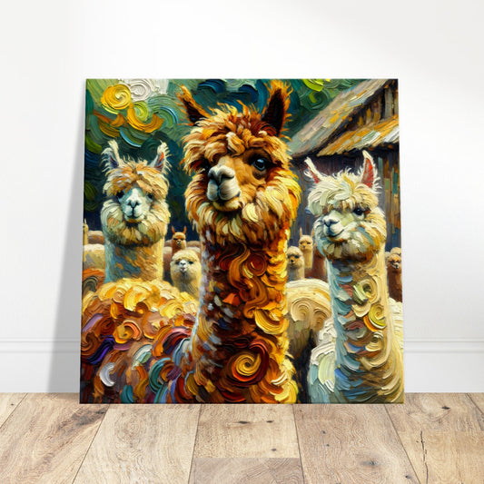 Alpaca Trio in Van Gogh's Swirls Canvas Print