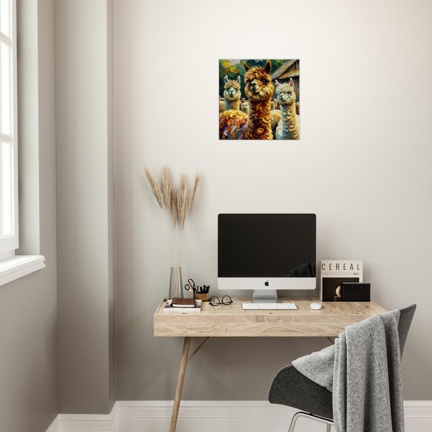 Alpaca Trio in Van Gogh's Swirls Canvas Print